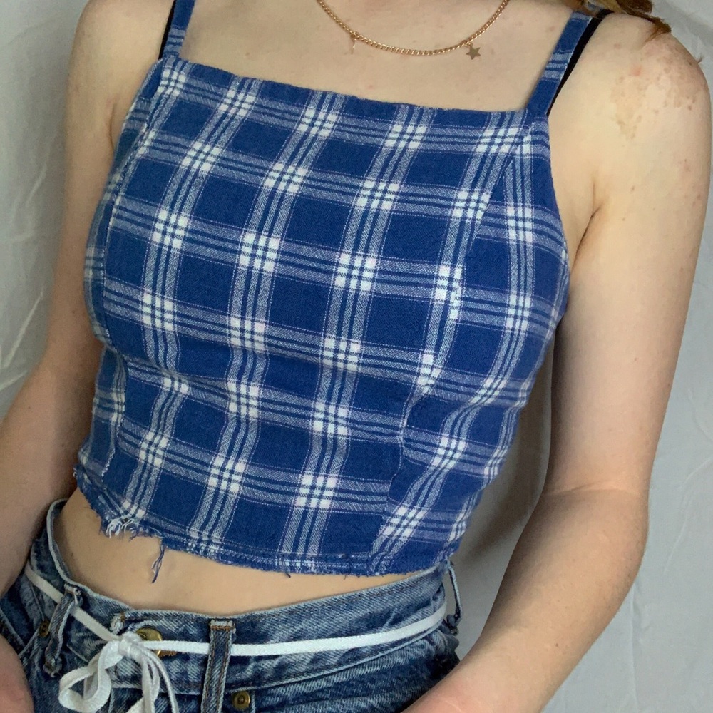 Plaid blue tank top